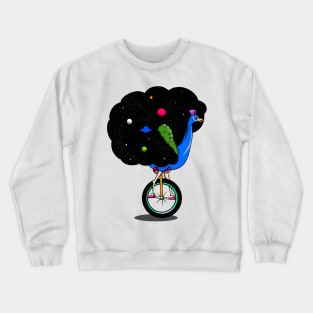 Peacock riding a bike Crewneck Sweatshirt